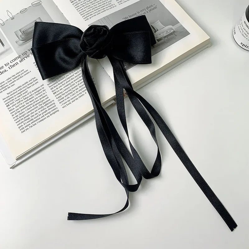 elegant simple style bow knot alloy gauze ribbon hair clip