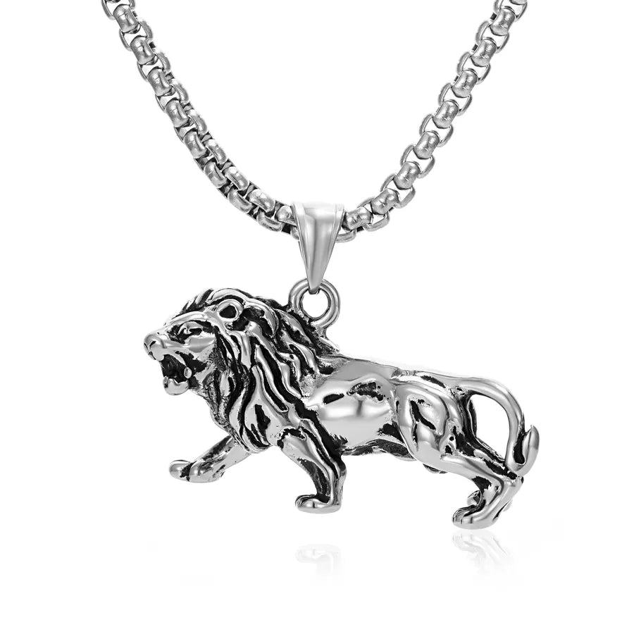 Vintage Style Punk Lion 304 Stainless Steel Men's Pendant Necklace Necklace Pendant Men Pendant Necklaces