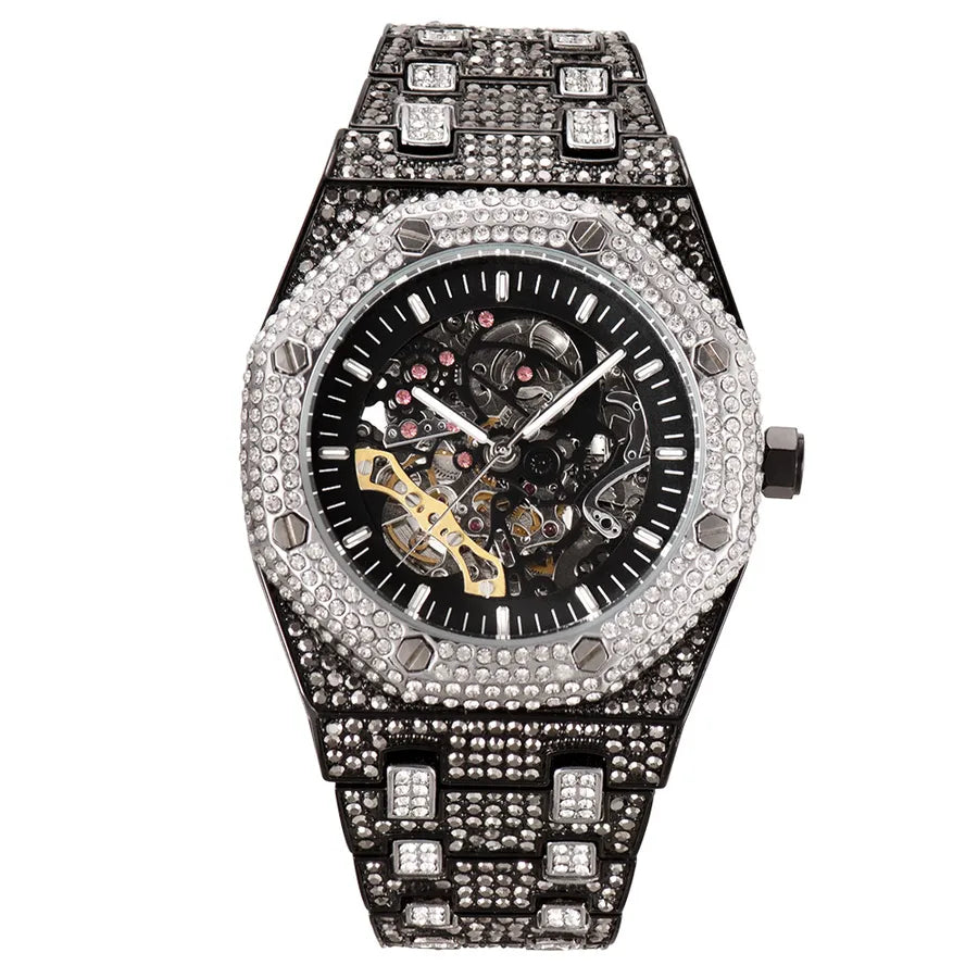 Luxurious Shiny Solid Color Butterfly Double Snap Mechanical Watch Men's Watches