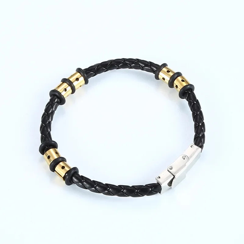 Simple Style Solid Color Pu Leather Plating Men's Bangle Men Cord & Leather Bracelets