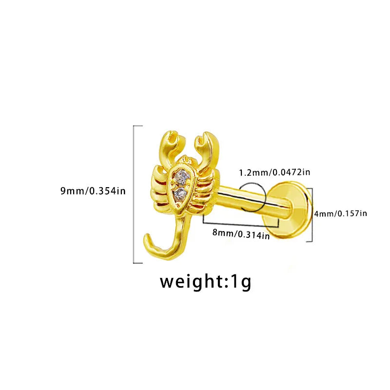 1 Piece Lip Rings Simple Style Cool Style Animal Snake Butterfly Arylic Resin Epoxy Plating Inlay Acrylic Rhinestones Zircon White Gold Plated Gold Plated Lip Rings