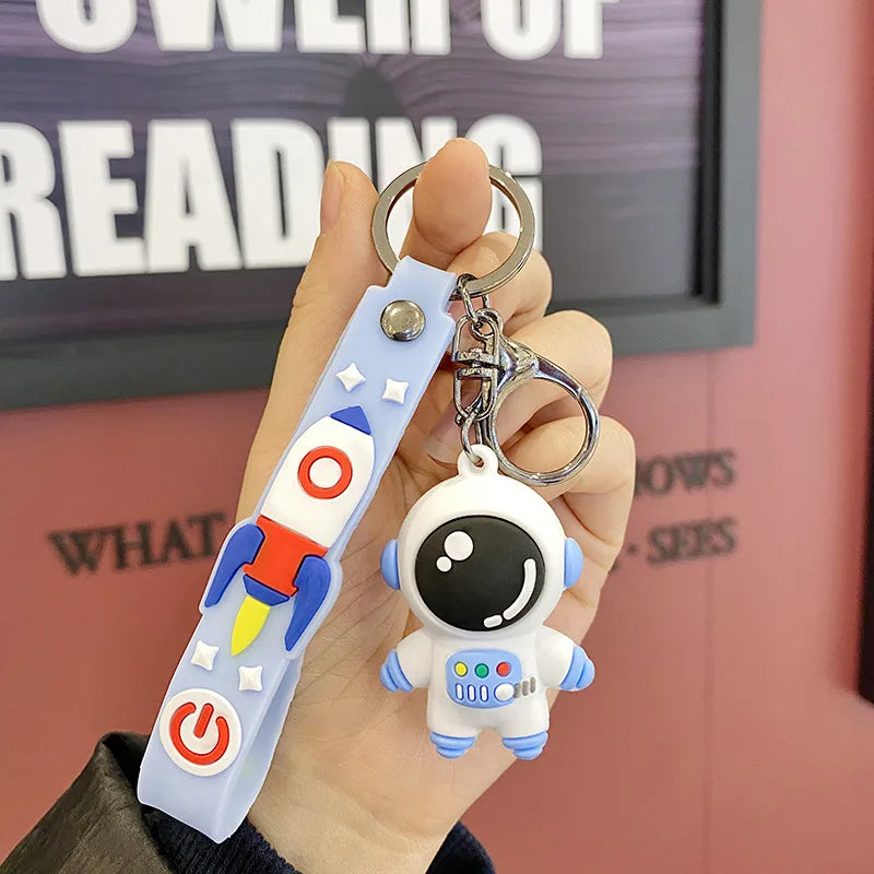 cute astronaut pvc unisex bag pendant keychain 1 piece