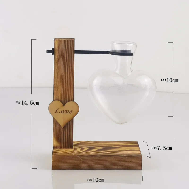 Simple Style Letter Heart Shape Wood Glass Vase Artificial Decorations