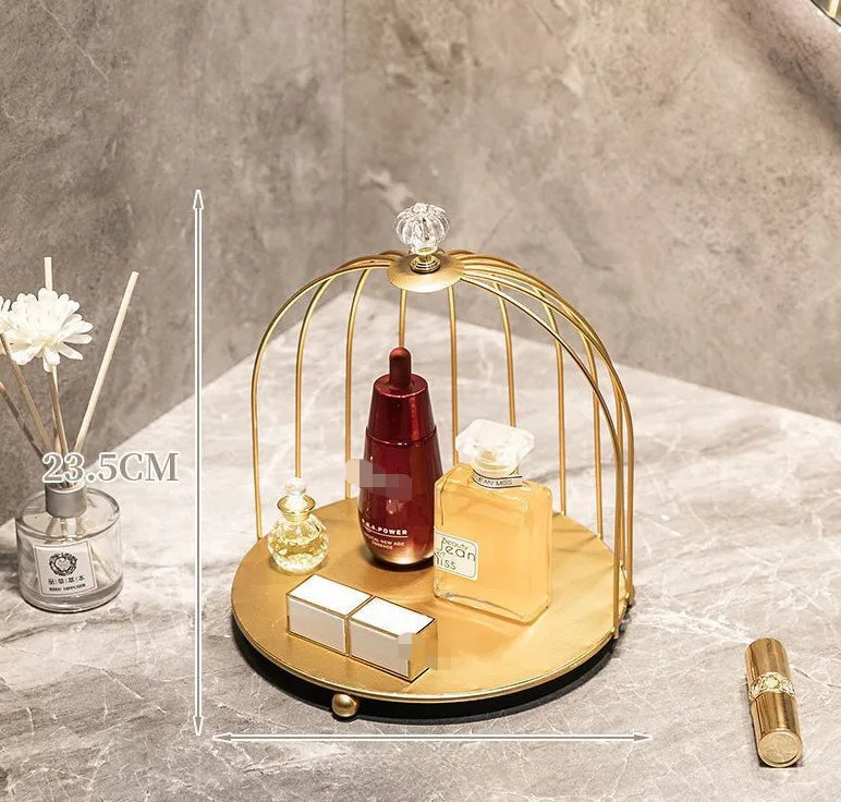 Iron bird cage desktop storage rack home decoration cosmetics wash dressing table organizing storage rack