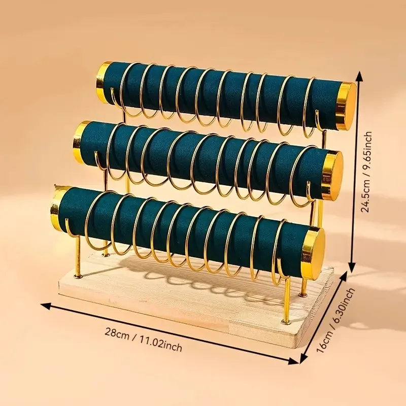 High-End Gold Jewelry Display Stand Bracelet Watch Storage Rack Elegant New Design Solid Wood Accessory Showcasing Holder