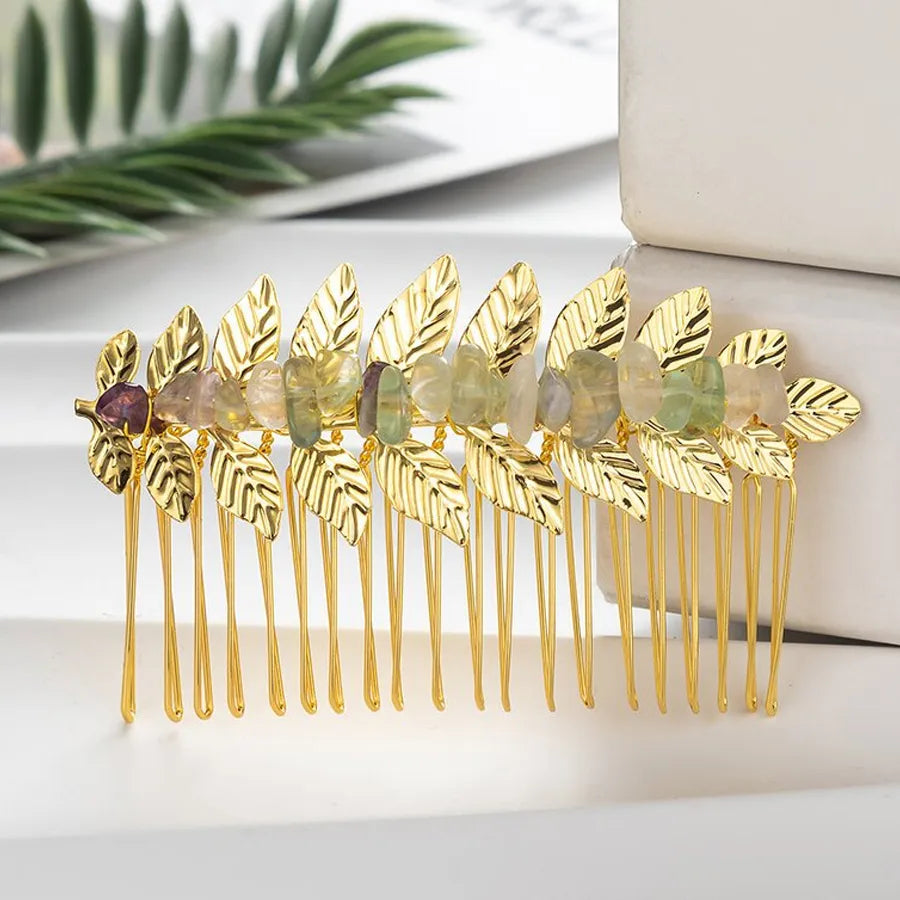 Handmade Pastoral Women's Solid Color Gem Insert comb