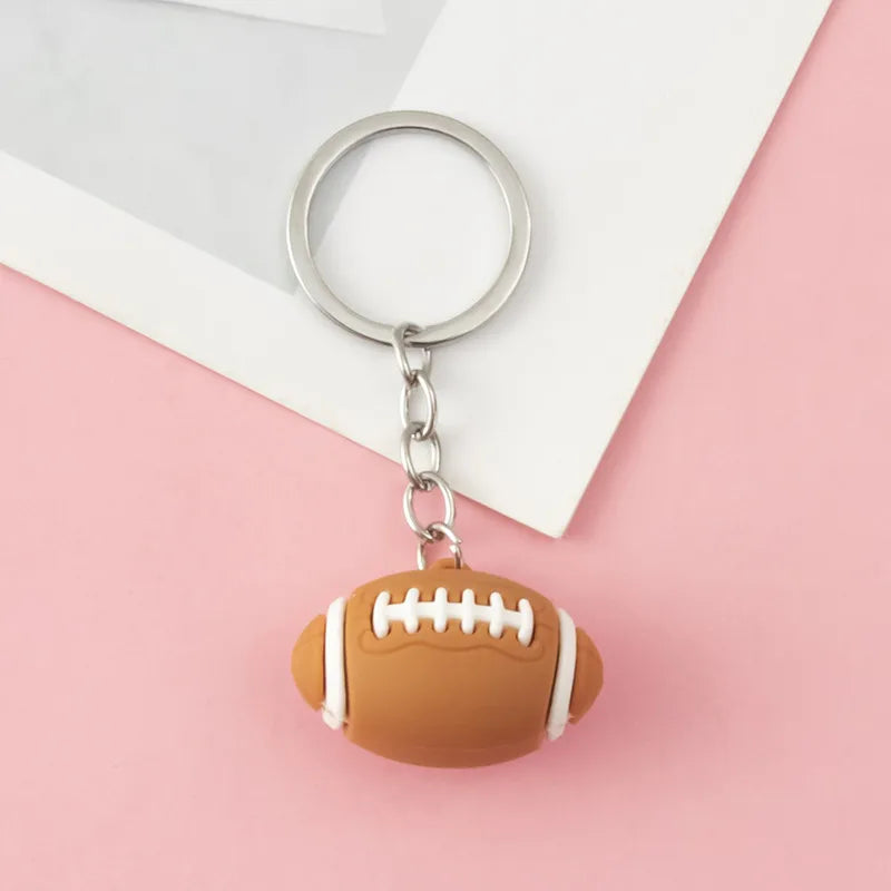 cartoon style letter ball football pvc alloy unisex bag pendant keychain