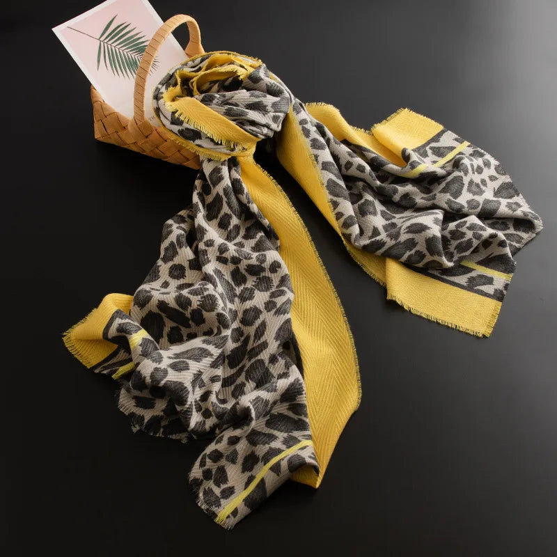 new fashion leopard print cashmere scarf women's  commuter printed warm cold-proof scarf wholesale