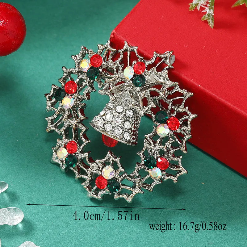 Christmas Bow Knot Bell Snowflake Alloy Plating Inlay Rhinestones Unisex Brooches 1 Piece
