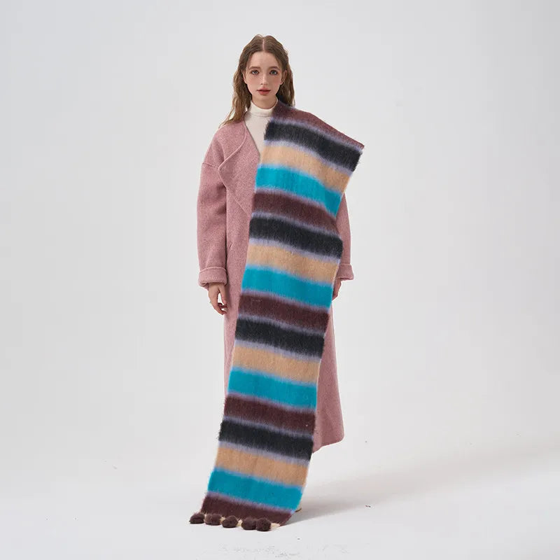 women's sweet color block acrylic scarf