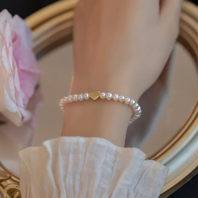 simple style round freshwater pearl bracelets
