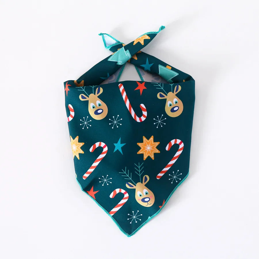 pet cat dog print christmas halloween party triangle bib decoratio