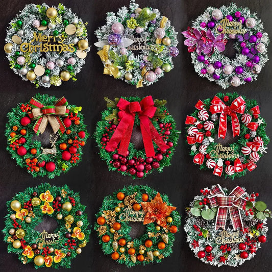 Christmas Decorative Holly Berry Wreath Door Hanging Red Fruit Color Ball Hotel Mall Window Arrangement Vine Circle Plastic Simple Style