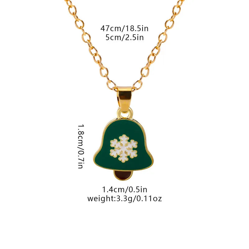 Christmas Elements Deer Santa Claus Alloy Pendant Necklace Christmas Socks Drop Oil Bell Pendant Best Friend Jewelry