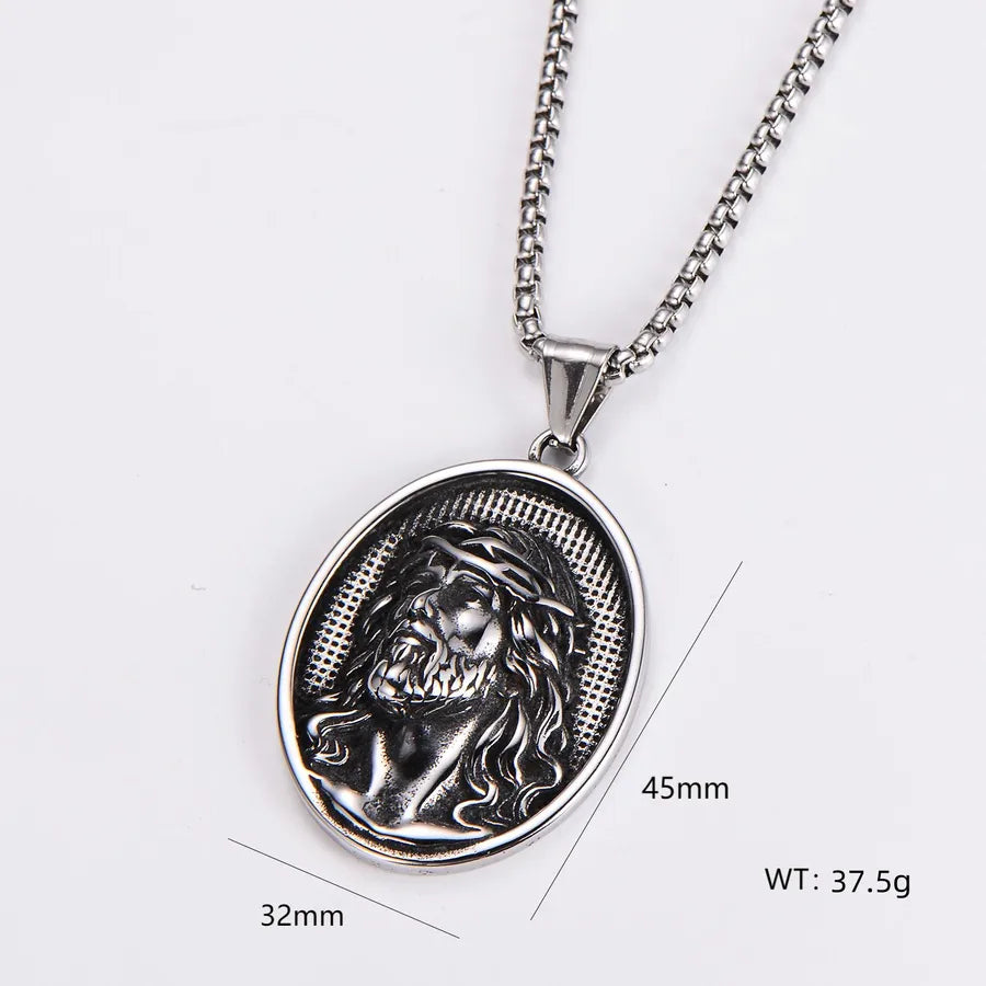 Wholesale Jewelry Exaggerated Round 304 Stainless Steel Pendant Necklace cable chain
