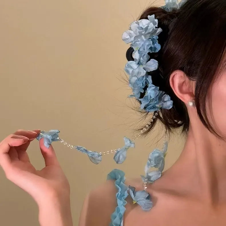 Super Fairy Artificial Flower Butterfly Flower Tassel Grip Female Sweet Style Unique and Exquisite Barrettes Ins All-Match Hair Accessories Fashion