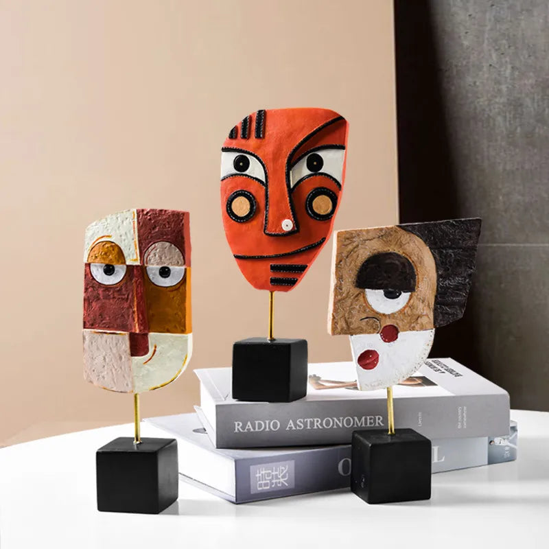 Artistic Human Face Resin Ornaments Artificial Decorations
