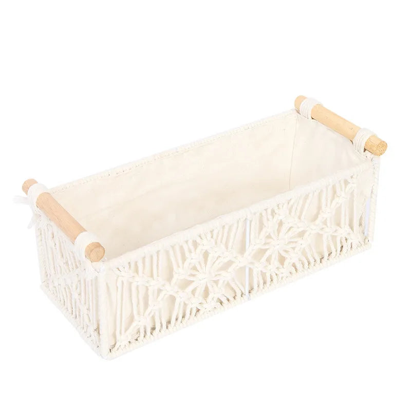 Casual Solid Color cotton rope Iron Tissue Box