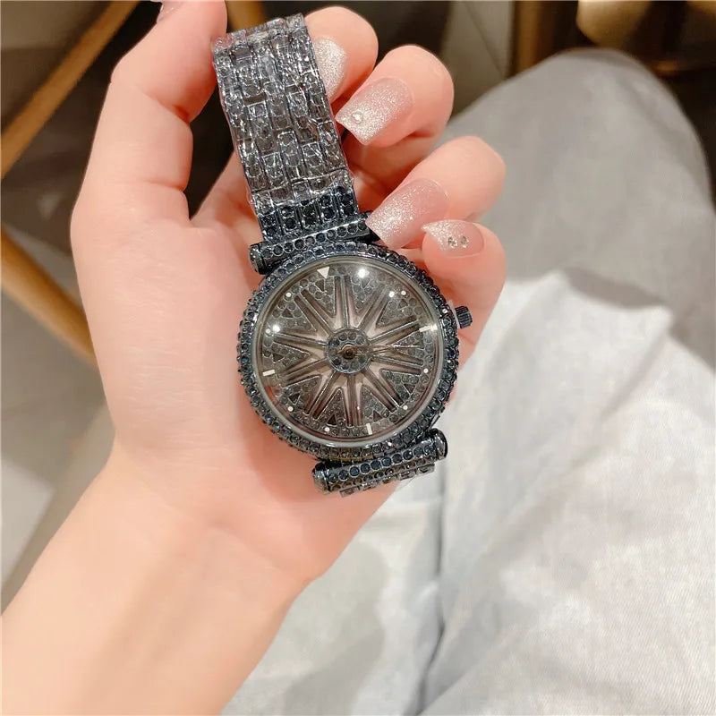 Luxurious Shiny Solid Color Butterfly Double Snap Quartz Watch