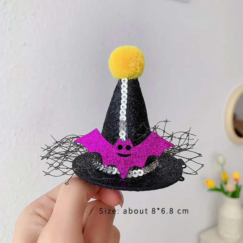 exaggerated funny halloween pattern pumpkin bow knot alloy cloth hair clip