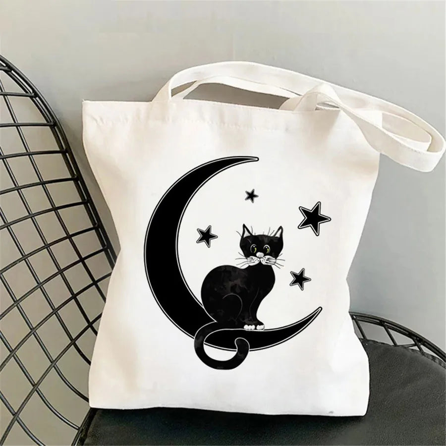 foreign trade Personification Cat printed canvas bag shoulder student fashion handbag in stock