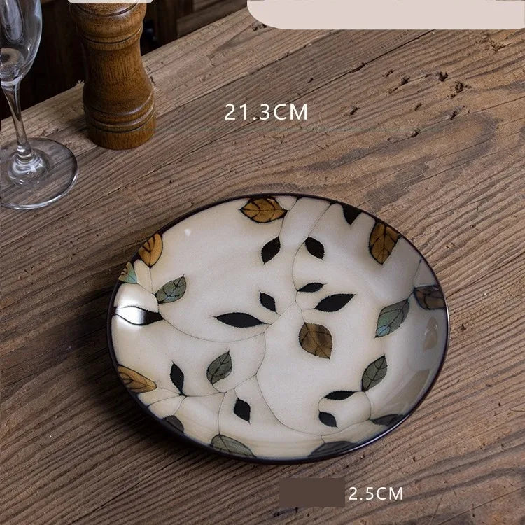 Retro Solid Color Flower ceramics Tableware 1 Piece