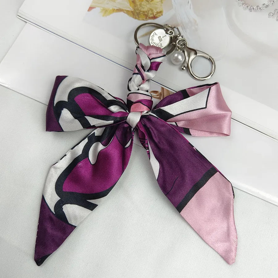 Sweet Simple Style Bow Knot Cloth Metal Unisex Bag Pendant Keychain
