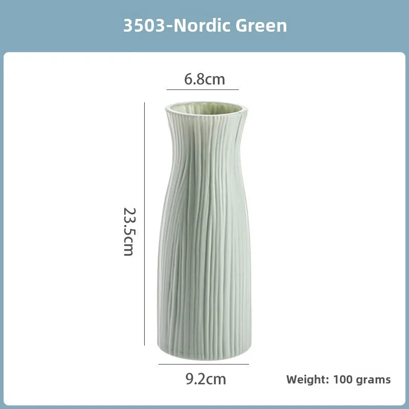 Imitation Ceramic Vase Nordic Plastic Vase Morandi Living Room Ornaments Vase Hydroponic Creative Vase Wholesale
