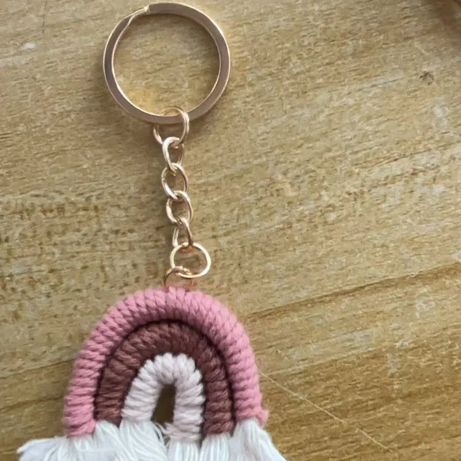 Fashionable Sweet Rainbow Knitted Keychain Pendant Accessory New Arrival Jewelry Handcrafted Tassel Irregular Design Personality