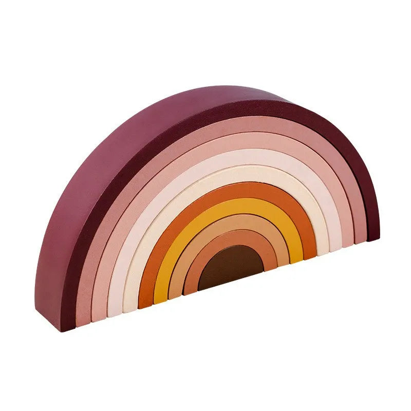 Wooden Rainbow Arch Bridge Semi-Circular Building Blocks Rainbow Display Piece Curved Board Colorful Shape Rainbow Man Stacking Toy