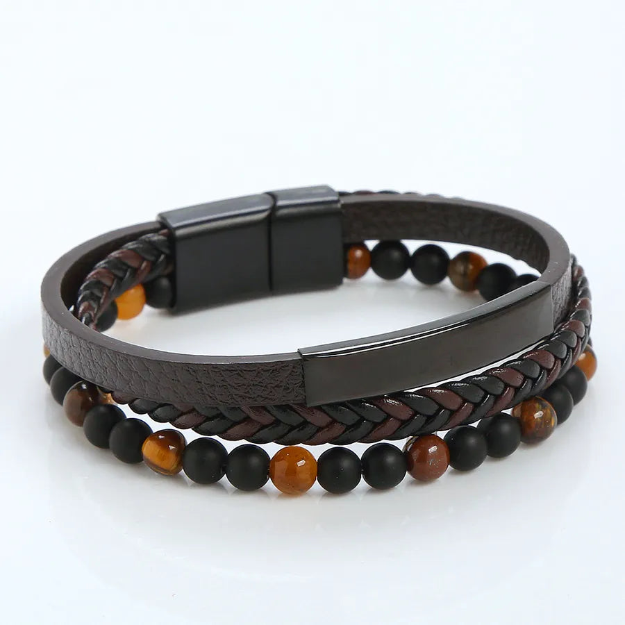 retro round alloy braid men's bracelets