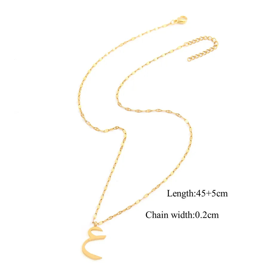 Wholesale Jewelry Casual Simple Style Arabic Letters 201 Stainless Steel 304 Stainless Steel Lip Chain Pendant Necklace