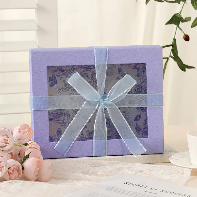 New Creative Window Opening Sky And Earth Cover Gift Box Butterfly Knot Fresh And Delicate Souvenir Box Luxury Special Paper