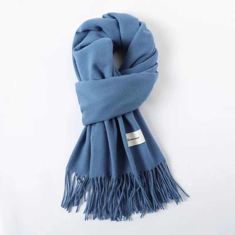 women's simple style solid color imitation cashmere scarf