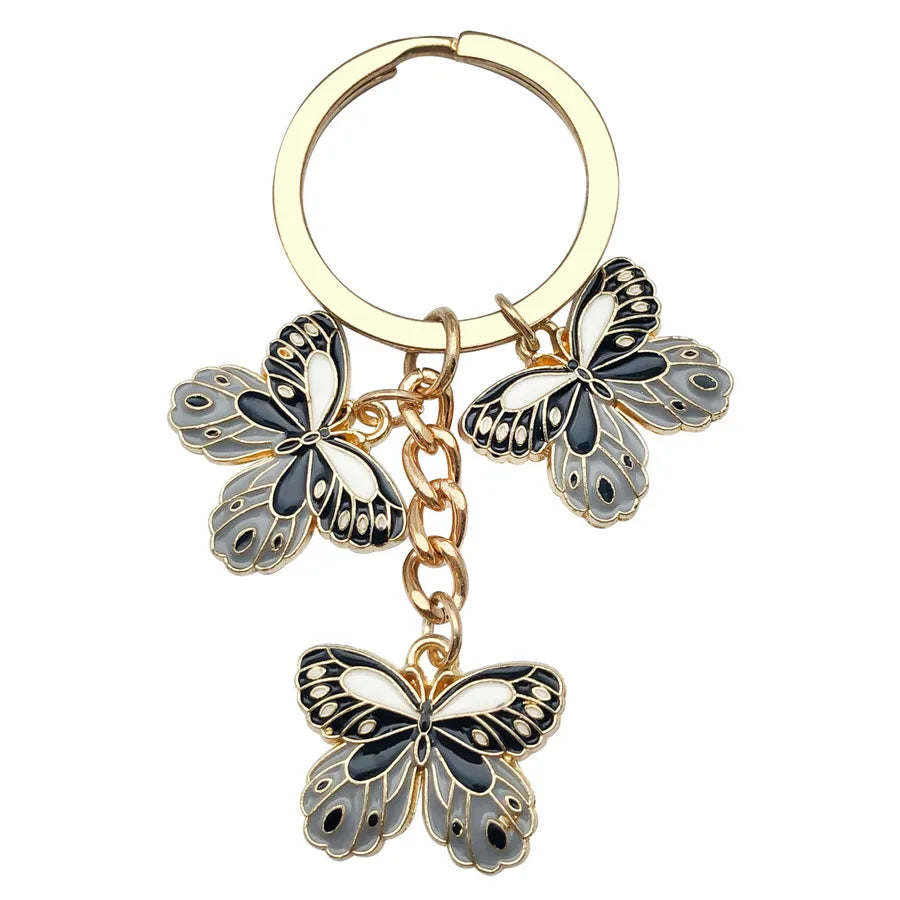 Cute Sweet Heart Shape Butterfly Alloy Enamel Bag Pendant Keychain