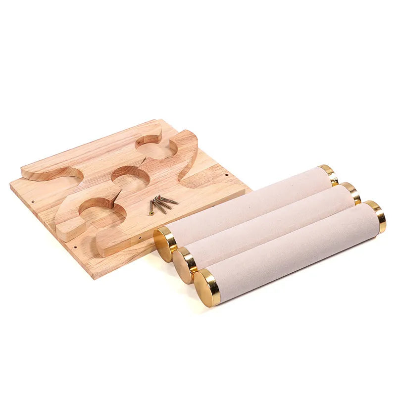 Gold Edged Solid Wood Three Tier Bracelet Stand Chain Display Stand Jewelry Stand Staircase Design High End Feeling Craftsmanship