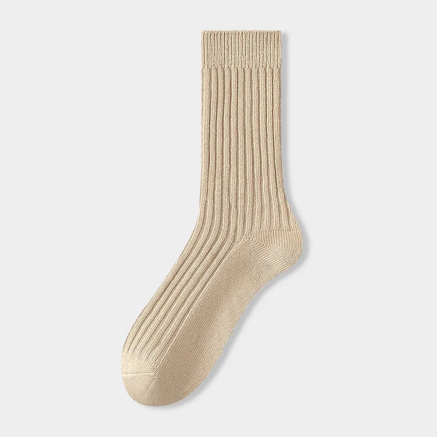 Vacation Simple Style Men's Solid Color Cotton Crew Socks A Pair