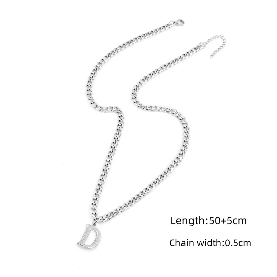 Wholesale Jewelry Modern Style Classic Style Letter 201 Stainless Steel 304 Stainless Steel Pendant Necklace Cuban Link Chain Curb Chain