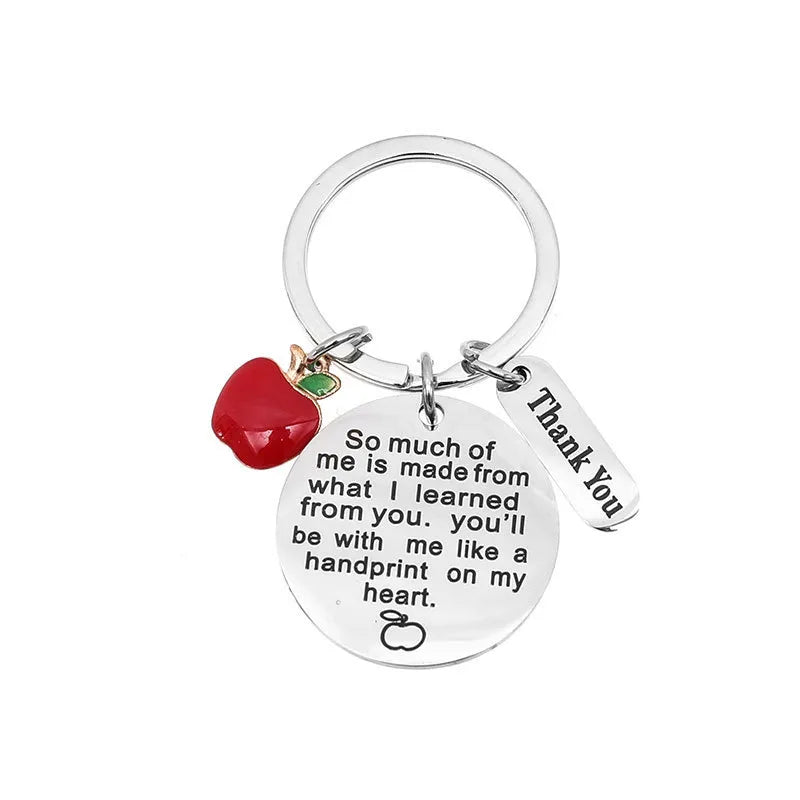 Fashion Letter Apple Metal Titanium Steel Teachers' Day Unisex Bag Pendant Memorial Keychains