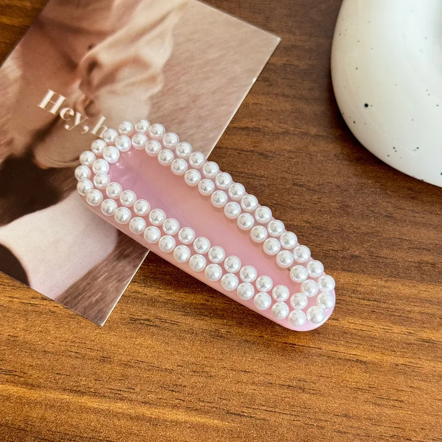 New High-End Pearl Embedded Acetate Hair Clips Versatile Bangs Hairpins Simple Tailor-made Spring Clamp Hair Accessories