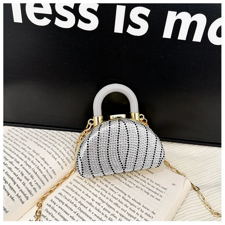 Women's PU Geometric Square Elegant Streetwear Lock Hollow Semicircle Round Square Lock clasp Handbag Crossbody Bag