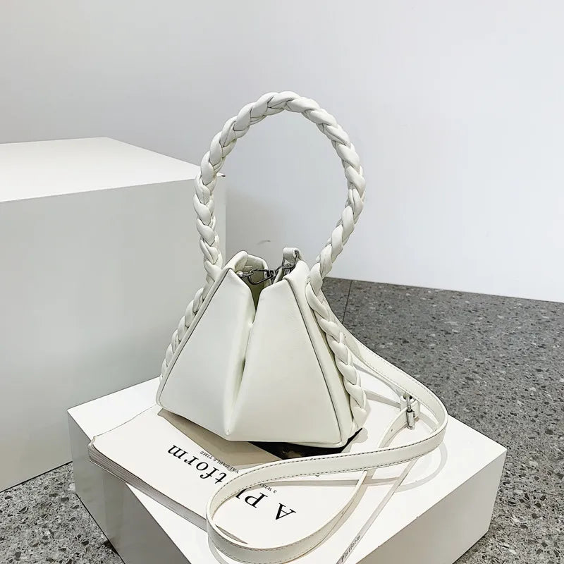 Artificial Leather Solid Color Fashion Magnetic Buckle Bucket Bag