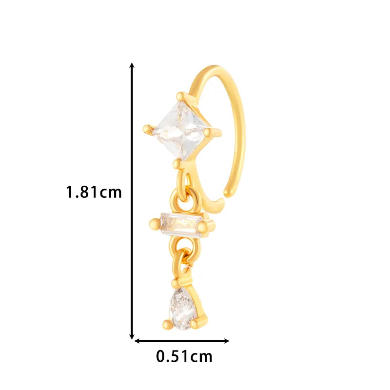 1 Piece Nose Rings & Studs Vacation Simple Style Cross Flower Butterfly Copper Cross Flowers Butterfly Zircon Nose Ring
