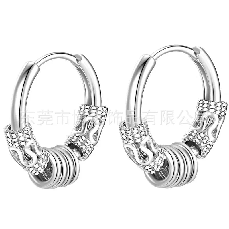 Retro Circle Earrings Korean Style Earrings Trendy  Earrings Distinctive Dragon Pattern Earrings Men's and Women's Fashion Earrings Aggressive Earrings