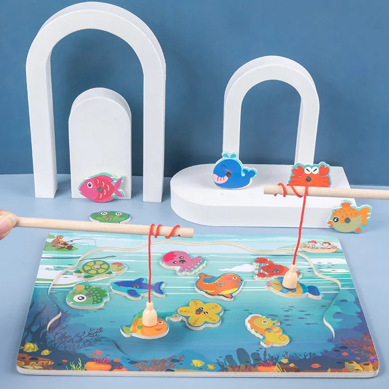 Magnetic Wooden Fishing Toy For Children Early Education Development Baby Intelligence Enhancement Preschool Parent-Child Game