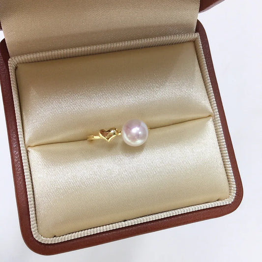 Zhuji strong light bright natural freshwater pearl ring simple smooth love adjustable opening ring wholesale