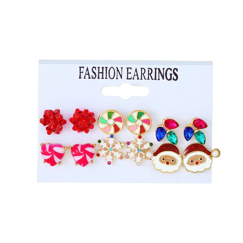 Cartoon Style Cute Classic Style Christmas Tree Santa Claus Bell Alloy Stoving Varnish Plating Inlay Rhinestones Zircon Christmas Women's Jewelry Set