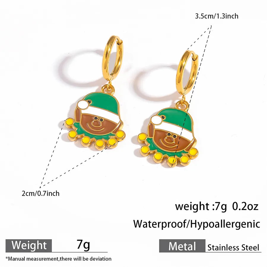 Christmas Santa Claus Ear Cuffs Titanium Steel 316L Quality Suitable For Commuting And Casual Occasions Drop Oil Earrings