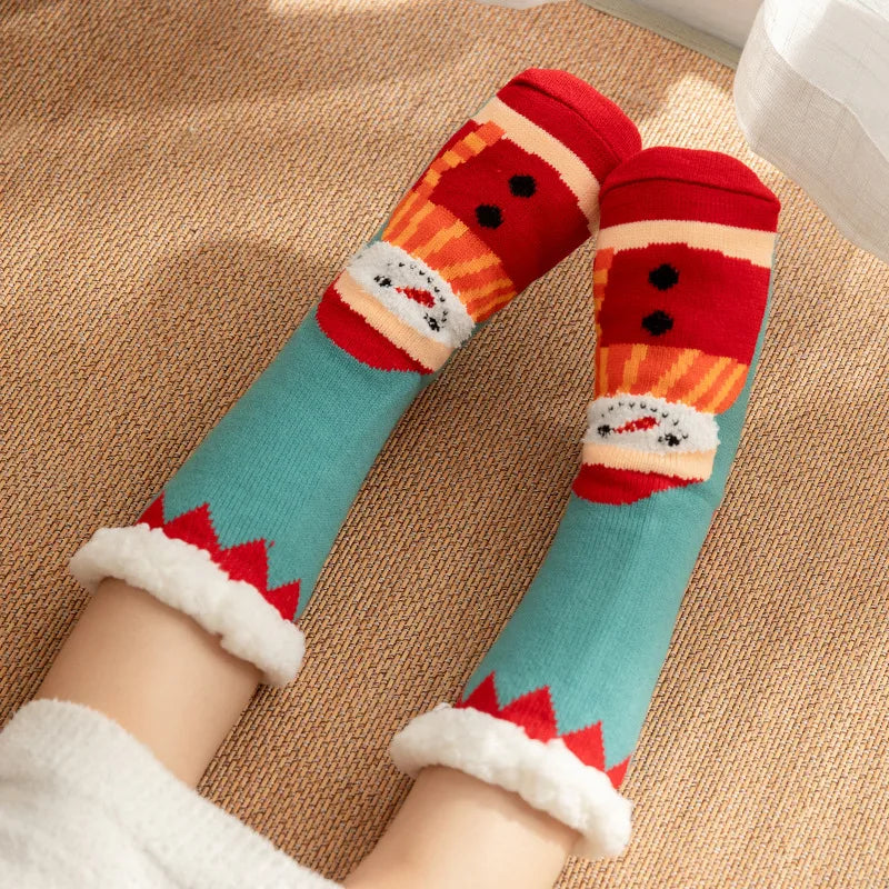 Christmas Sweet Women's Cartoon Snowman Polyacrylonitrile Fiber Crew Socks A Pair
