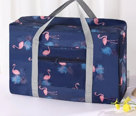 fashion flamingo solid color nylon travel bags